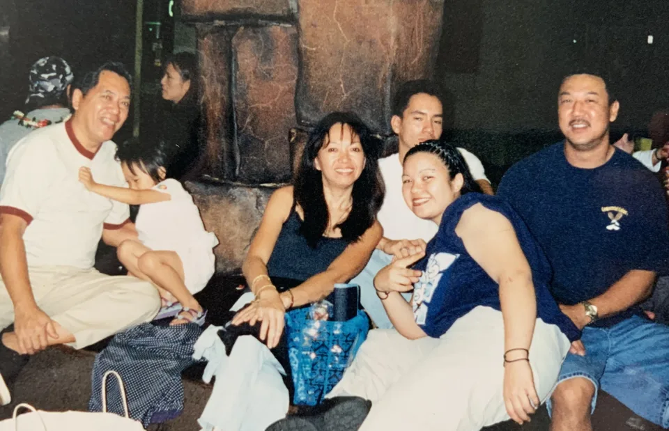 nineties family gathering couch