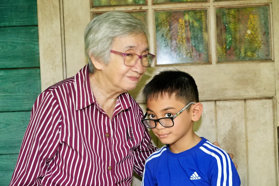 grandma grandson quiet portrait